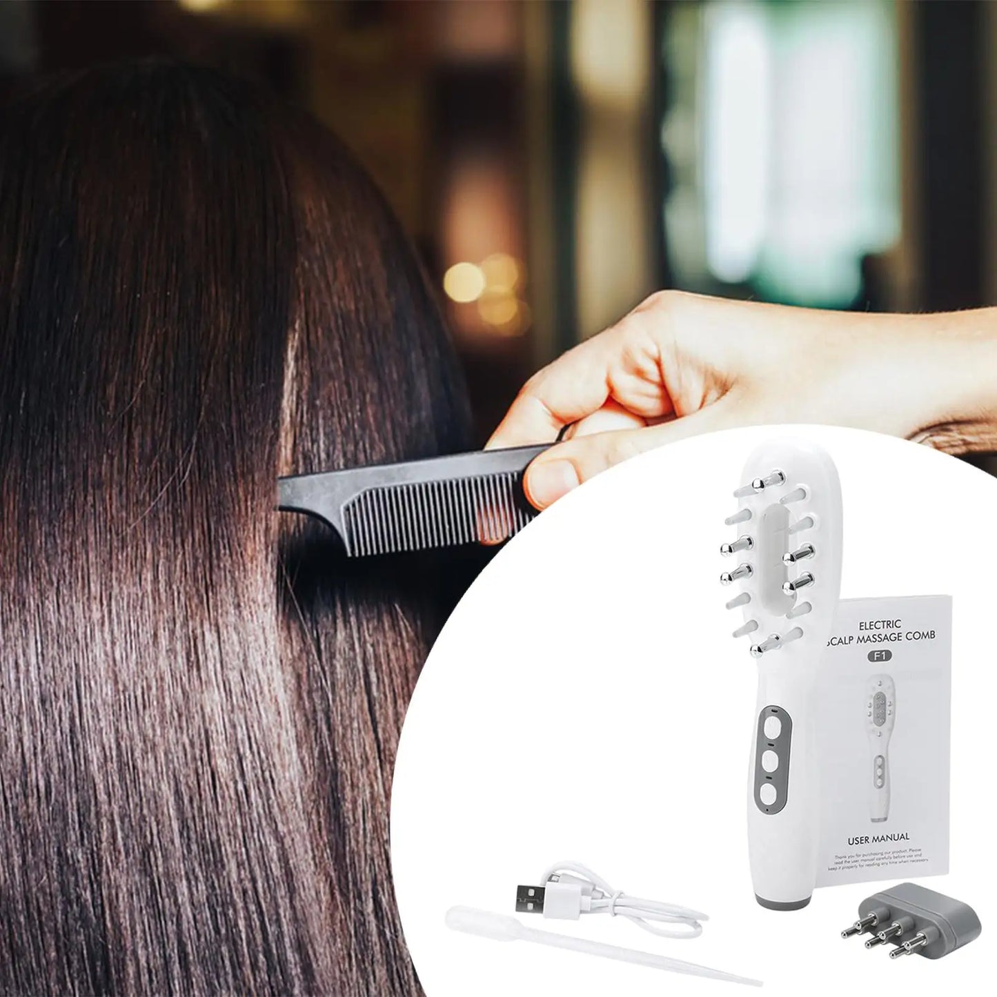 Scalp Application Comb Electric Hair Oil Dispenser Easy to Use Convenient Deep Massage Massaging Brush Cordless for Travel Home